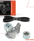 Beefed-Up Engine Serpentine Belt Drive Kit With Tensioner And Idler For Toyota Camry Avalon RAV4 Highlander Sienna Lexus ES350 IS250 RX350 V6 3.5 L Engines Fits 2006 Through 2018 Models, showing belt and components