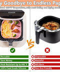 Square 8.5 Inch Silicone Air Fryer Liners Inserts 3 Pack Reusable Pot Baskets For Easy Air Frying BPA Free And Dishwasher Safe XL Fit For 5.8 Qt To 8 Qt Air Fryers No Mess Cleanup