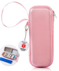 Travel Ready Medical Carrying Case For Allergy On The Go Kit Fits Two Auto Injectors And Inhaler Keeps Meds Cool With Ice Pack Includes Antihistamines And Essentials NFC Programmable Medical Warning Tags Pink, zip case with strap and alert tag