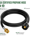 6 Feet Propane Hose Adapter From 1Lb To 20Lb And 20Lb To 1Lb Converter for Outdoor Grills and Heaters, 6ft black brass hose