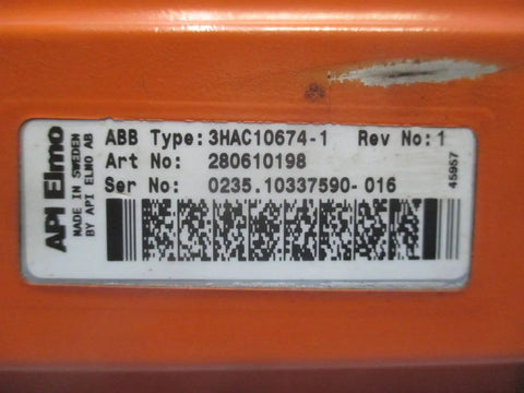 AC Servo Motor For Industrial Automation With Beefy Torque 3HAC10674-1 Compatible With ABB Robotics Tamagawa Encoder Rev 1 Durable Servo For Robotic Arms And Precise Positioning And Smooth Motion, orange ABB label