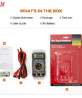 Versatile Digital Multimeter 600 Volt AC DC Voltage Meter With Backlit LCD Display 10 Amp DC Current 40 Meg Ohm Resistance kit contents