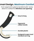 Ring Pull Can Opener For Soda And Food Cans Arthritis Friendly Non Slip Grip Nail Protection Senior And Kid Safe No Sweat Easy Pull Tab Tool Easy Open Black Dishwasher Safe black plastic ergonomic handle