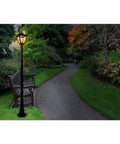 Dope 74 Inch Solar Powered Lamp Post With High Low Brightness LED Exterior Light for Garden Pathway or Yard Bayport Style