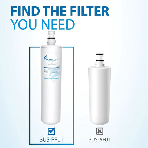 Replacement Water Filter For Filtrete 3US-PF01 And 3US-MAX Series, two filter comparison with check on 3US-PF01