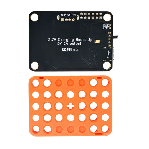Ultra Handy Portable LiPo Battery Module Featuring Usb C Rechargeable 1200 Mah Cell And Reliable 3.3 V To 5 V Usb Outputs For Zero Sweat Plug And Play Arduino Esp32 Raspberry Pi Projects shown with orange housing and black circuit board.