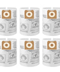 Six Pack Universal Replacement Vacuum Bags For 16 And 20 Gallon Wet Dry Vacs, No Fuss Quick Install Kit For Shop Vacs