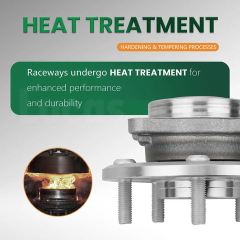 Close-up of Front Wheel Hub And Bearing Assembly With 5 Lug And ABS For Dodge Journey 2009 To 2015, showing heat treatment process.