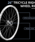 26 Inch Beefy Tricycle Rim For Adult Three Wheel Bike Replacement Double Wall Alloy Wheel With Silver Spokes, 36X13G