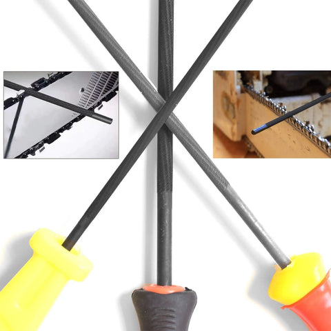 Pro Grade Chainsaw File Set With Plastic Handle Round Files 5/32 3/16 7/32 Inches Sizes For Fast Chainsaw Sharpening