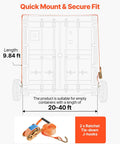 Tough As Nails 8 Lug Shipping Container Wheel Kit with ratchet tie-downs for securing 20 to 40 foot units, includes 9.84 ft strap.