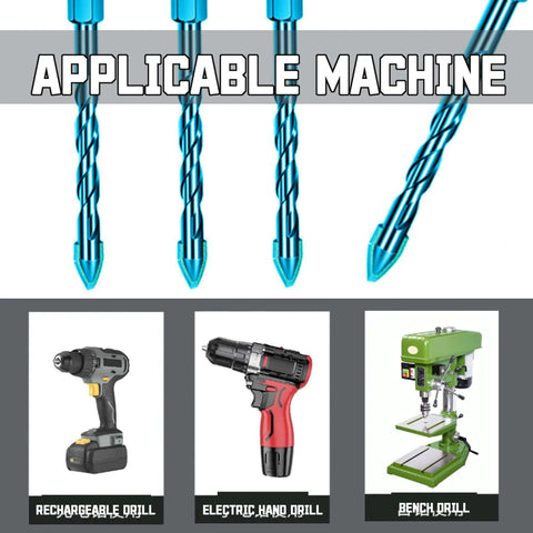 5-piece high-strength eccentric drill bit set, 1/4-inch tungsten steel masonry bits for stone, tile, glass.