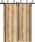 Bypass Sliding Door Set With 6.6 Ft Heavy Duty Steel Rails For 60 By 84 Inch Opening, front view of double sliding doors