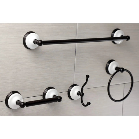 Victorian 4 Piece Bathroom Hardware Set in Polished Chrome with No Fuss Easy Install Mounting Hardware on tiled wall