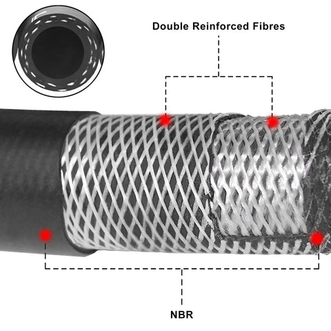 Cross-section of Five Sixteenth Inch Fuel Line Hose For Cars And Trucks, SAE 30R10, Five Feet Long, High Pressure NBR Rubber, 400 PSI Working