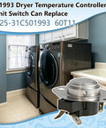 Dryer Thermostat Limit Switch Replacement 501993 60T11 L125-31C Black Easy Install shown in a laundry room setting