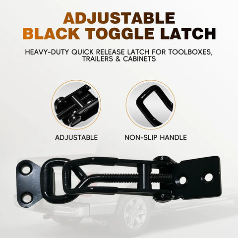 Two Pack Toggle Latch Clamp Kit With Adjustable Zinc Plated Metal Pull Hasp Latches Beefy Heavy Duty Latches side view