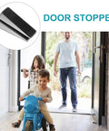 2 Pack No Drill Door Stop Wedges For Home And Office, Heavy Duty Zinc Alloy And Rubber showcased with family inside door
