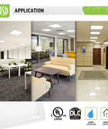 2x2 LED Flat Panel Light Edge Lit Dimmable 27W 3607 Lumens 4000K Bright White Drop Ceiling Office Lighting in various office spaces