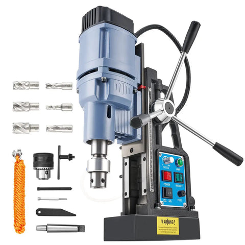 Beast Mode Magnetic Drill Press With 6 Drill Bits, 1550W Copper Motor, 650 RPM, 2 Inch Hole Capacity, 13900N Magnetic Force