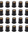 20 Pcs M6 Rubber Well Nuts For Universal Fairing Fasteners And Windshield Mounts, Durable Screw Hardware Pack For Motorcycle Boat Canoe Kayak.