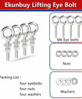 Heavy Duty Stainless Steel Eyebolt Set With Threaded Rings And Nuts For Lifting Indoor Outdoor Use M6 Eyebolts With Washers 304 Grade Steel