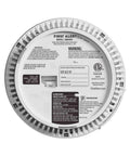 Back view of Top Shelf Hardwire Smoke Alarm With Battery Backup And Early Warning Chirp showing model details and safety information.