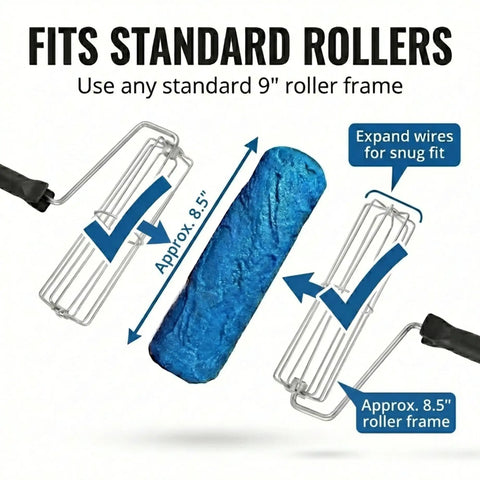 Weathered Flagstone Concrete Texture Roller Stamp For Patios Driveways Walkways And Water Features shown with roller frame fitting