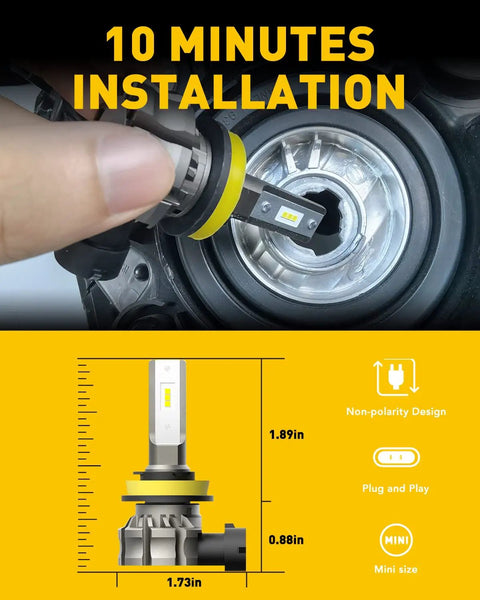 H11 H8 H16 LED Fog Light Bulbs 6000 Lumens 6500K Cool White With CSP Chips Replacement installation guide