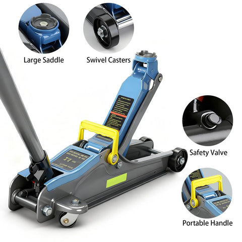 2.5 Ton Floor Jack With Portable Carrying Handle, Reflective Strip, Low Profile Hydraulic Lift From 3.35 In To 15.16 In details