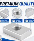 Real Deal M8 Sliding T Nuts For 4040 Aluminum Extrusion Bulk Pack Of 50 Zinc Coated Steel Block Fasteners showing carbon steel with M8 thread.