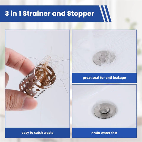 Heavy Duty Universal Bathroom Sink Drain Strainer With Brushed Nickel Finish Catches Hair And Gunk While Preventing Odors And Safeguarding Tiny Treasures Straight Up No More Plug Headaches Around The House
