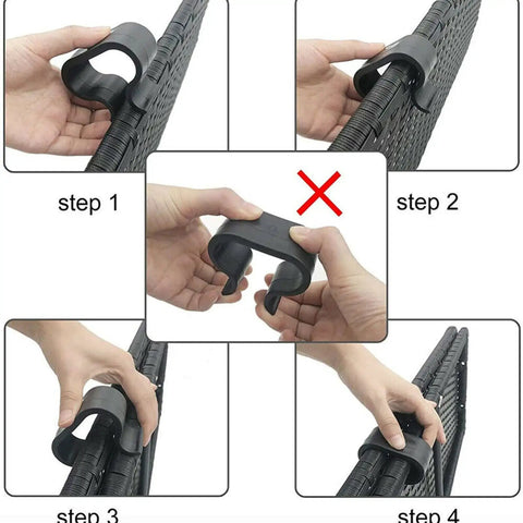 Outdoor Rattan Furniture Clips For Patio Wicker Sofas And Chairs Alignment Fasteners Durable EVA Connector Set installation steps