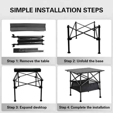 Foldable Aluminum Beach Table For Camping And Outdoors Ultra Lightweight And Rust Resistant Easy Fold And Unfold In Seconds 20 X 20 Inch Portable Camp Table With Storage Bag Ideal For Picnics Beaches Hiking And Grilling installation steps