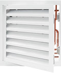 Top Shelf 12 X 12 Inch Steel Access Door For Drywall With Integrated Ventilation Grille and Seamless Flush Mount, showing open louvered design.