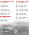 List of vehicles compatible with Engine Oil Fill Cap OEM 80990 53013775AA AB including Chrysler, Dodge, Ram, and Jeep models.