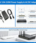 54V 210W Power Supply Adapter For Ubiquiti UniFi Switch XG 6 PoE Beefed Up Replacement Power Source US XG 6POE USW Ultra 210W 6 Port Network Switch Plug And Play Ready black AC/DC adapter with cable