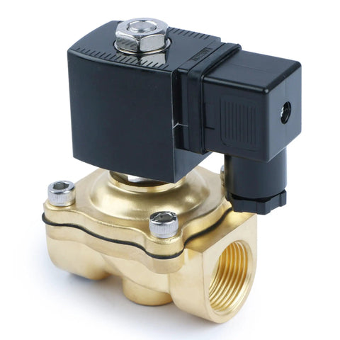 Three Quarter Inch Brass Solenoid Valve, Normally Closed, 110V 120V AC, 145 PSI Electric Valve for Water Air Diesel, NPT Connection