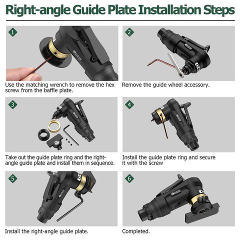 Right-angle guide plate installation for Mini Pneumatic Chamfer Tool With 22 Blade Cutter Head, 30000 RPM Beveler
