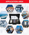 Surface Roughness Tester Profilometer For Quick On The Go Measurements with test scenarios and carrying case displayed