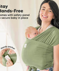 D Lite Baby Wrap Carrier Ring Sling For Newborn To Toddler on smiling woman with baby, showing easy adjust ergonomic comfort and pocket