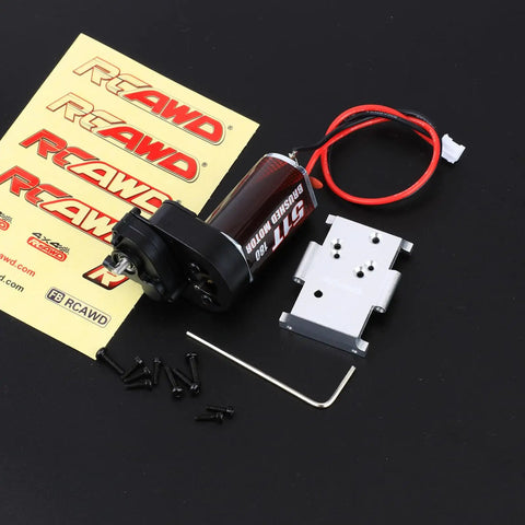 160 Percent Power Upgrade Motor 180 Size With 51T Transmission Gearbox For One Eighteen Hobbyplus CR18P EVO Rock Van Trail Hunter Series Upgrades Silver components displayed