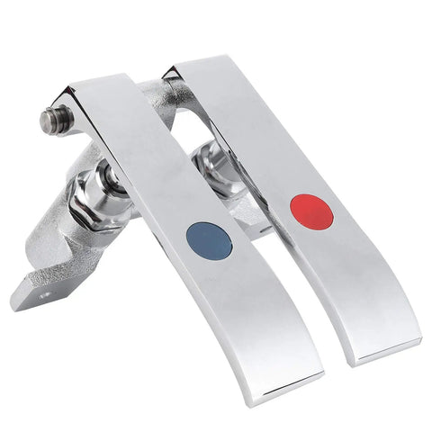 Brass Knee Valve Pedal Faucet With Self Closing G1/2 Threads, Hands Free Non Contact Water Flow, dual temperature levers