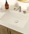 Undermount White Rectangular Porcelain Ceramic Bathroom Sink With Overflow For Small Vanities 16 By 11.75 Inch Solid Build Durable Bath Sink For Vanity Upgrade Easy Install And Rear Drain Space Saving Design