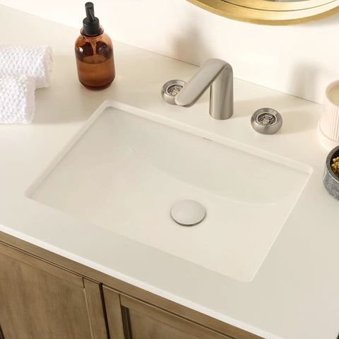 Undermount White Rectangular Porcelain Ceramic Bathroom Sink With Overflow For Small Vanities 16 By 11.75 Inch Solid Build Durable Bath Sink For Vanity Upgrade Easy Install And Rear Drain Space Saving Design