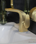 Brushed Gold Single Hole Bathroom Faucet With Single Handle, Solid Brass Construction, 1.2 GPM Flow, Modern Center Mounted Design