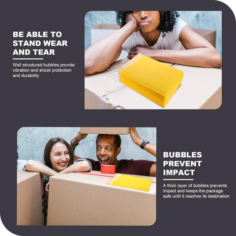 Waterproof Bubble Mailers 25 Pack 28x37 cm Plus 6 cm Thick Self Adhesive Padded Envelopes with smiling people moving boxes