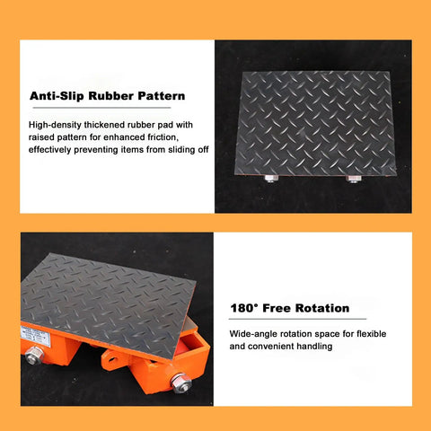 Heavy Duty Machinery Mover With 4400 Lb Capacity built solid from reinforced steel with anti-slip rubber pad for secure handling.