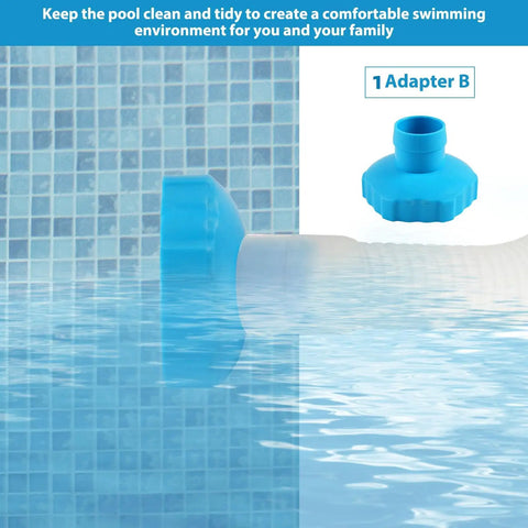 Surface Skimmer Hose B Adapter 11238 for Intex Pool, wall-mounted blue connector shown in pool water