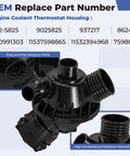 OEM Engine Coolant Thermostat Housing with plug and play design, high-temperature resistant material for BMW models.